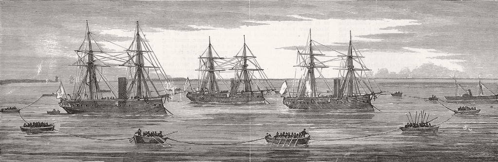HOBART PASHA. Defence against Torpedo boats 1877 old antique print picture